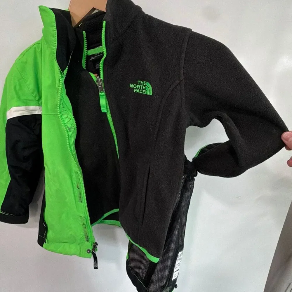 North Face Kids 2-in-1 Jacket‎ Size 5 Green Black